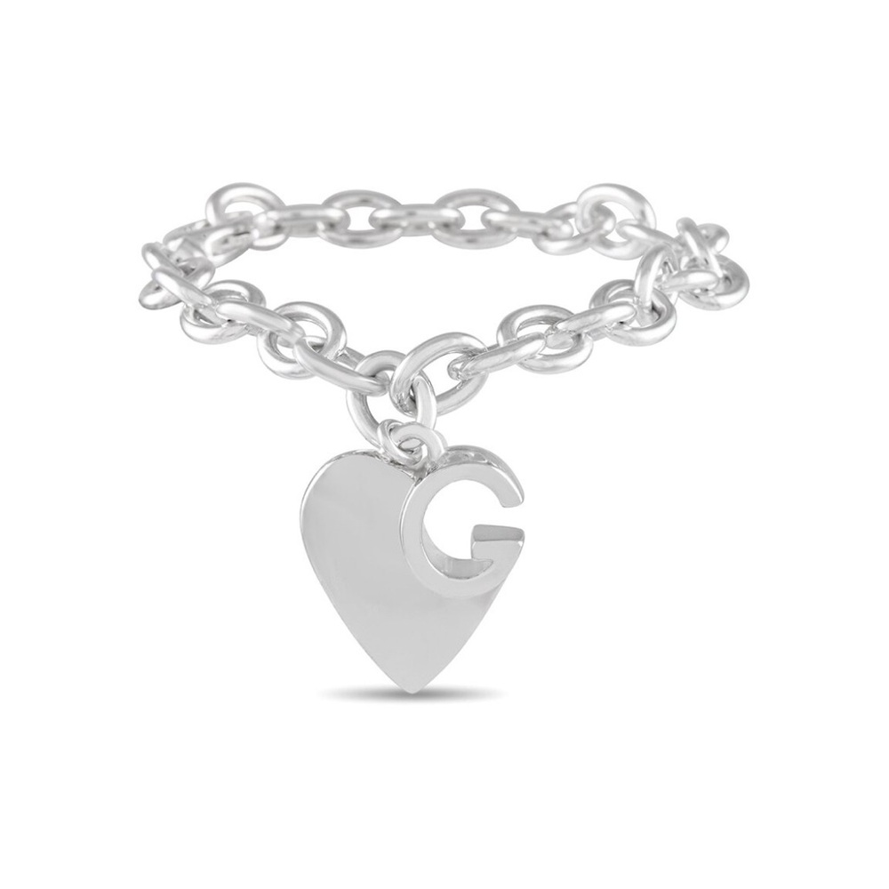 Silver Gucci Heart Chain Heart Chain Bracelet